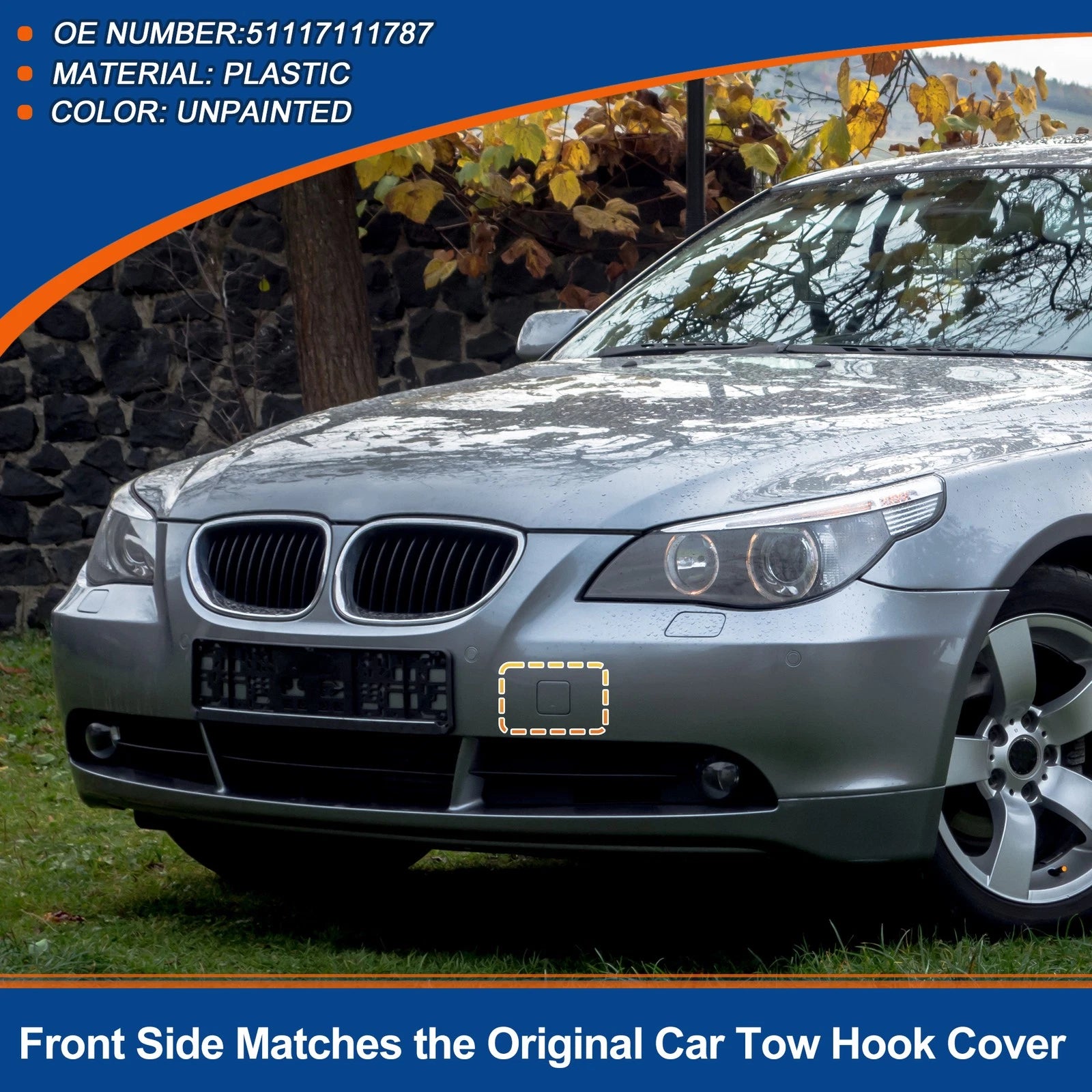 Tow Hook Cover for BMW 525i 530i 550i (No. 51117111787, Unpainted)