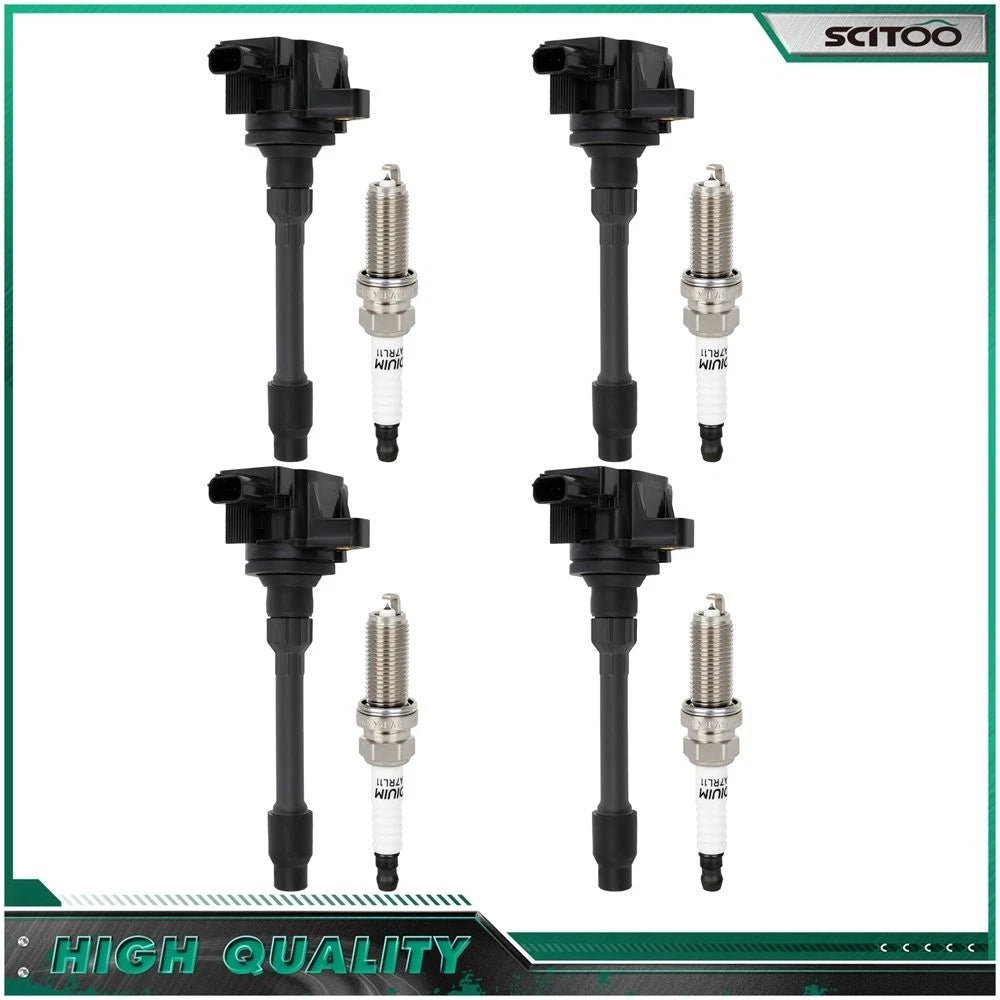 Set of 4 Ignition Coils & Spark Plugs for Honda Civic (2015–2020) 2.0L, 1.5L