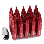 20x M12x1.5 107mm Tall 20mm OD Red Aluminum Spiked Lug Nuts + Adapter