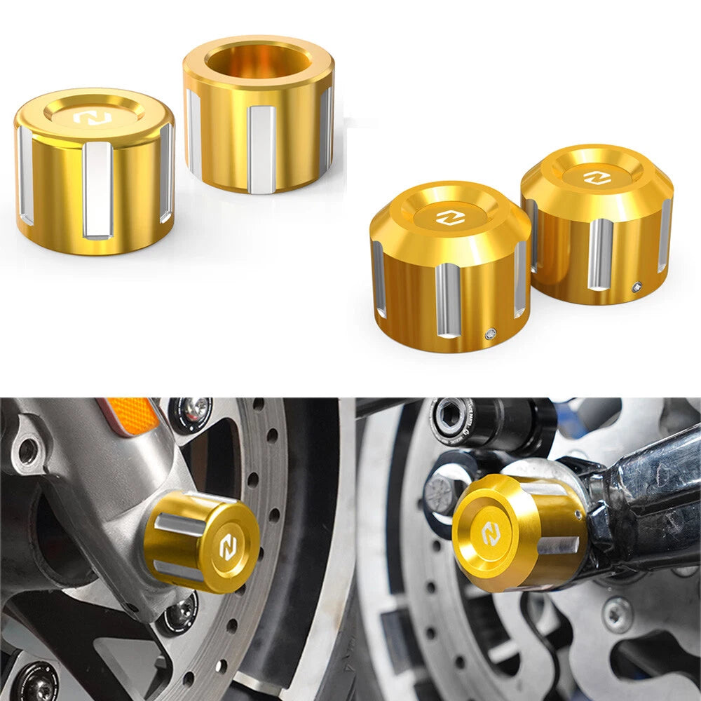 Set of 2 Gold Front Rear Axle Nut Covers for Harley Road King Special (2017–2023)