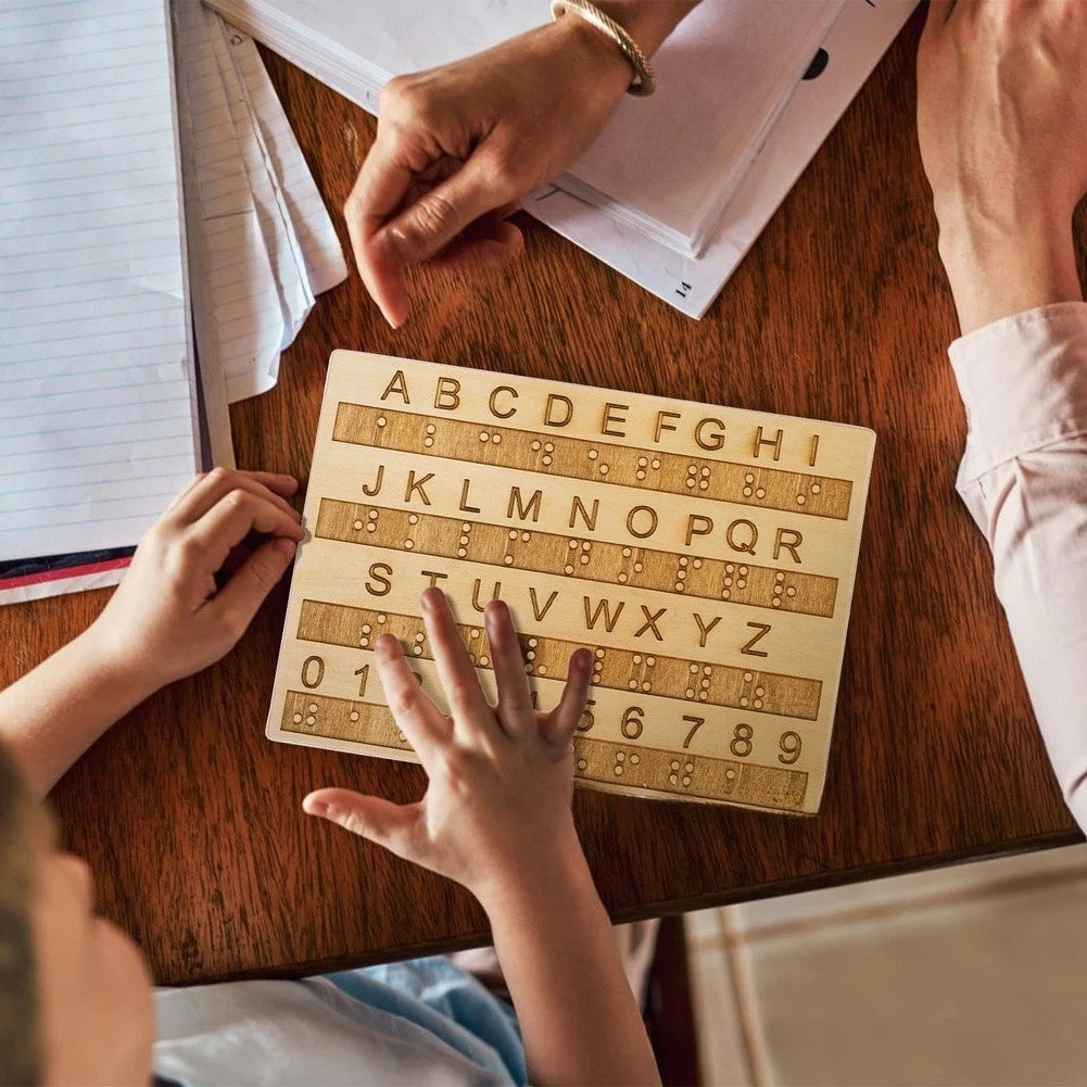 Natural Wood Tactile Alphabet Board for Blind Education (2023)