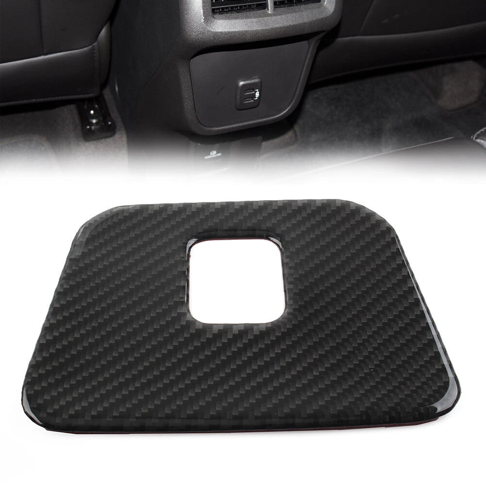 Carbon Fiber Rear Armrest USB Panel Cover Trim for Chevrolet Equinox (2018–2021)