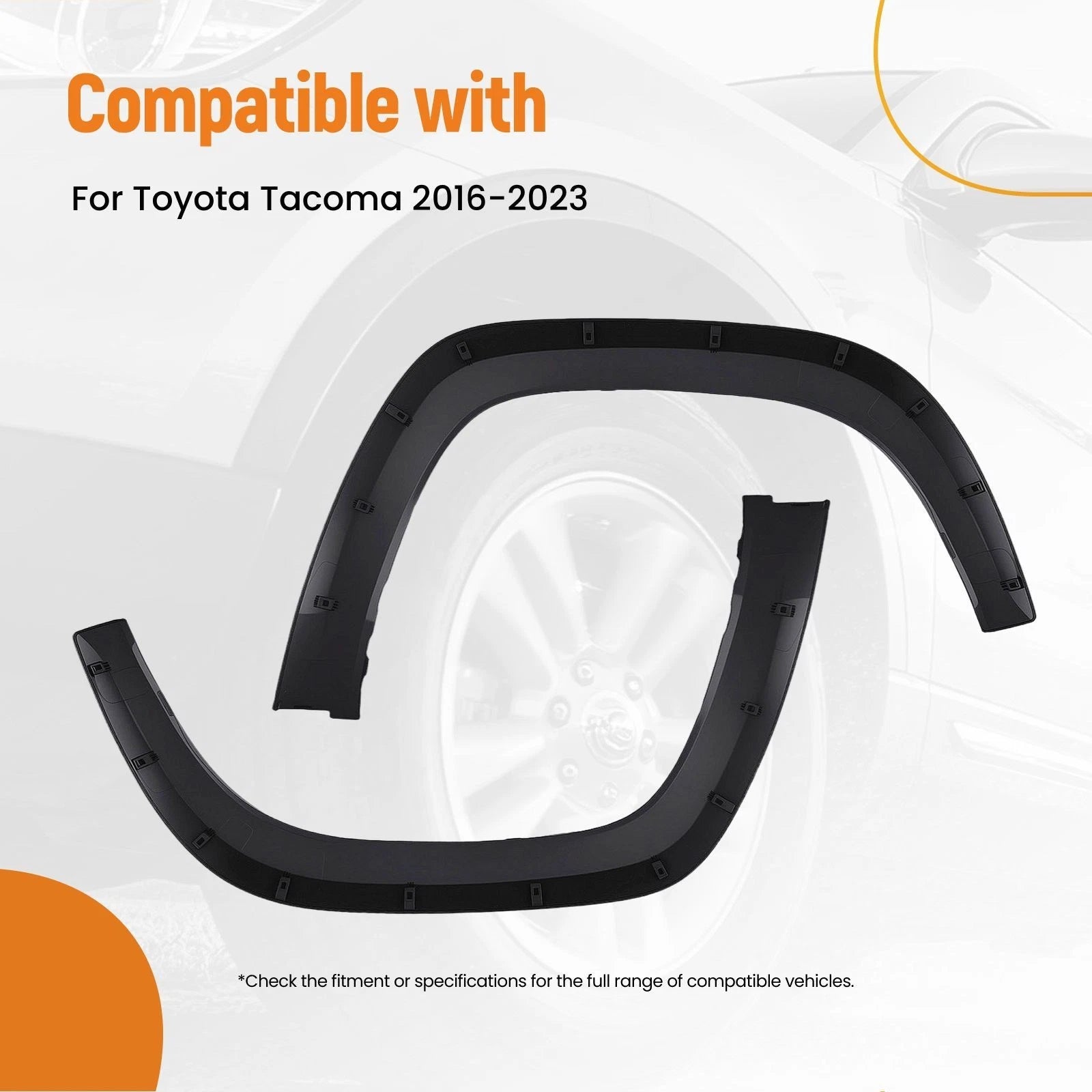 Rear Fender Flare Extension Kit for Toyota Tacoma (2016–2023) 7587304090 Black L/R