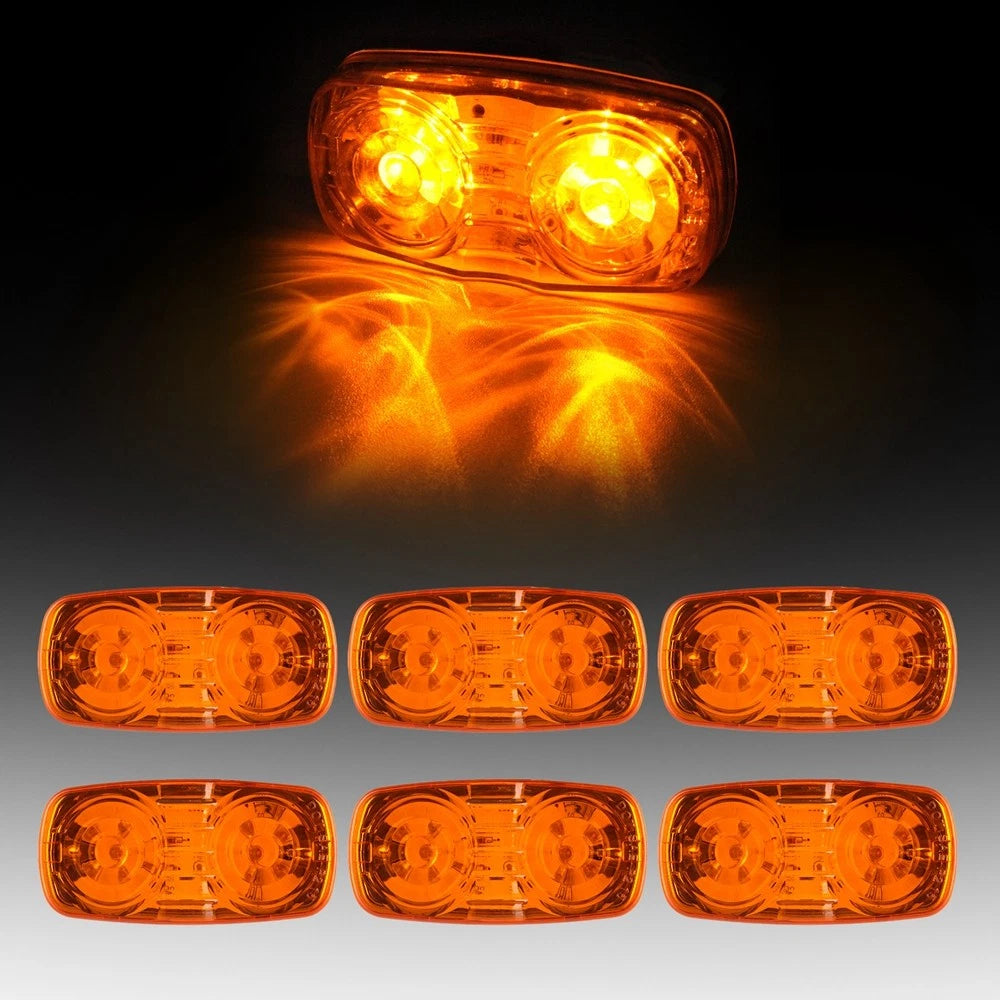 6X Amber Surface Mount Side Marker Lights for Universal Use