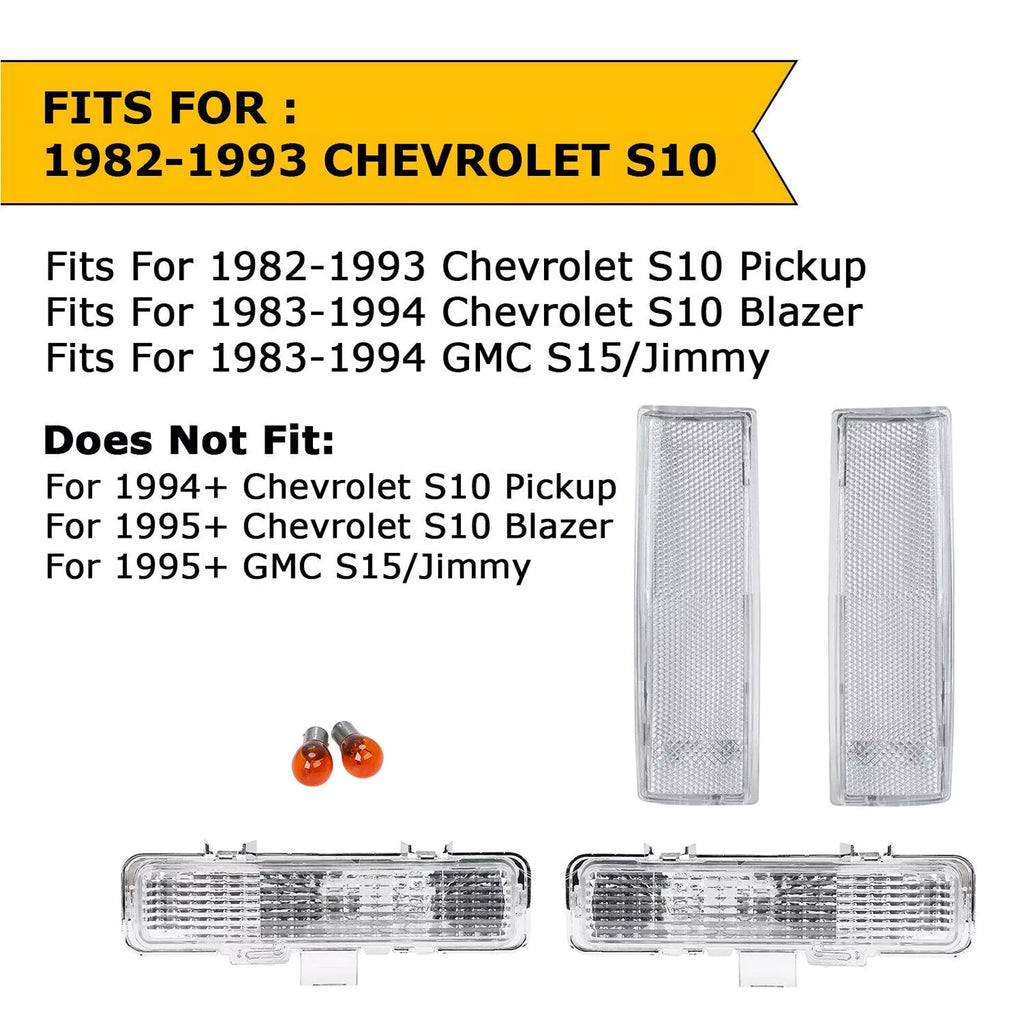 Front Corner Bumper Signal Lights for Chevy Blazer S10 (1982–1994)