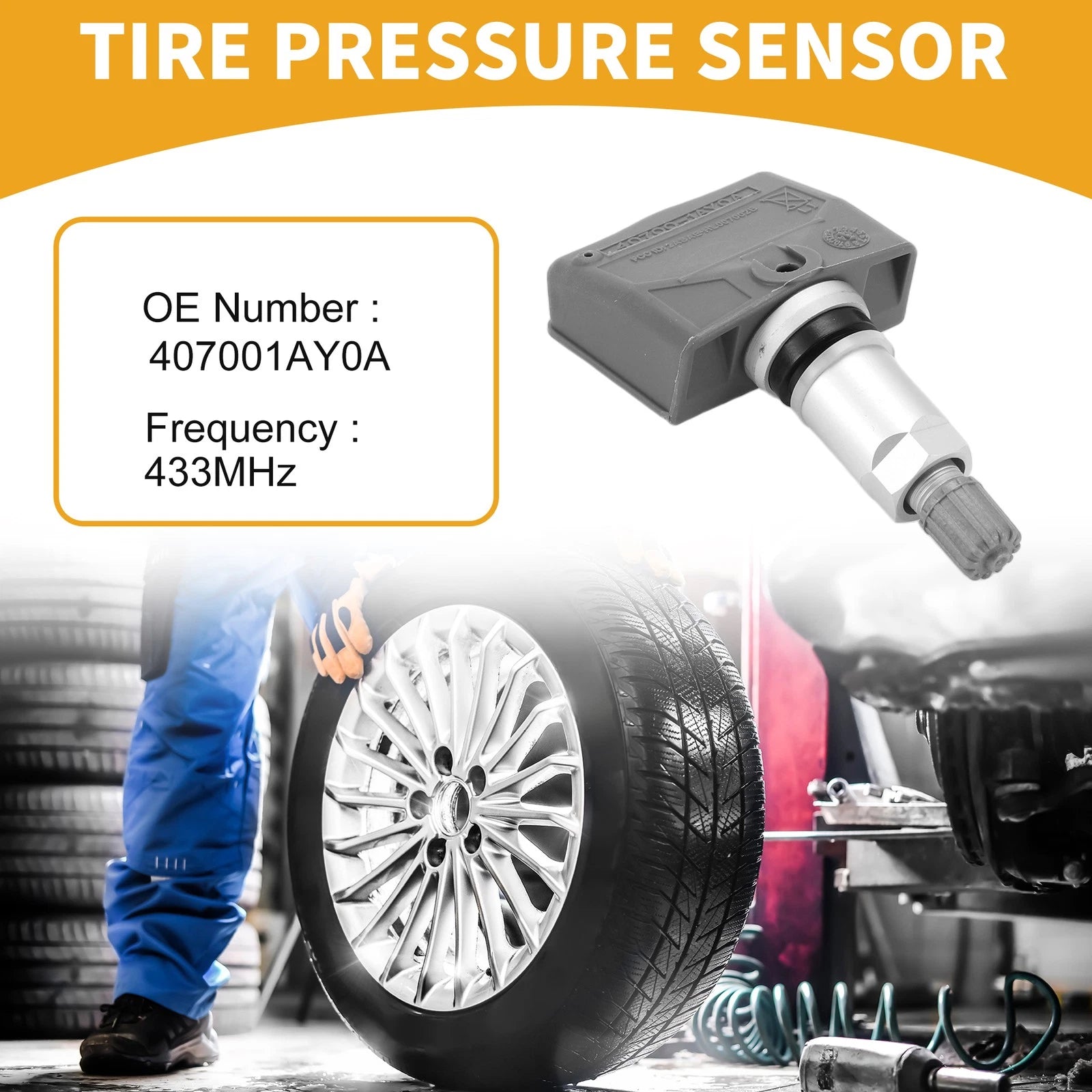 Tire Pressure Sensor for Nissan 370Z (2012–2022) 433MHz No.407001AY0A
