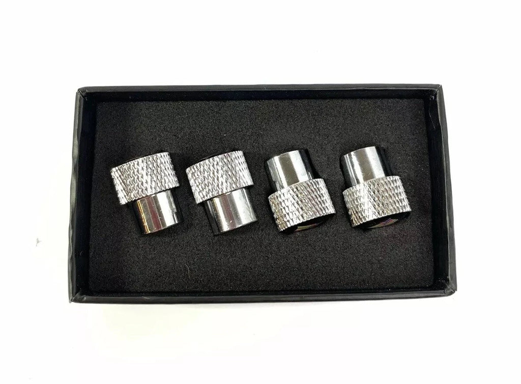 Valve Stem Caps Chrome Knurled with Logo for Jeep Wrangler (2018–2024)
