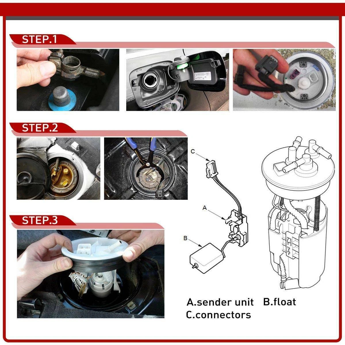 Fuel Pump Assembly for Toyota Camry 2.4L (2002–2006) P76796M 2920767 77020-06130 77020-06131