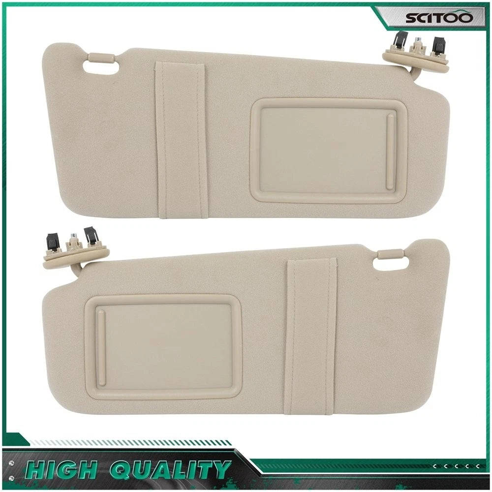 Set of 2 Tan Beige Sun Visors for Toyota Camry (2007–2011) W/O Sunroof