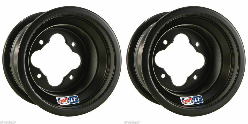 DWT Black A5 Rolled Lip ATV Rear Wheels PAIR 9" 9x8 4/110 for Honda TRX 450R 250R 400EX