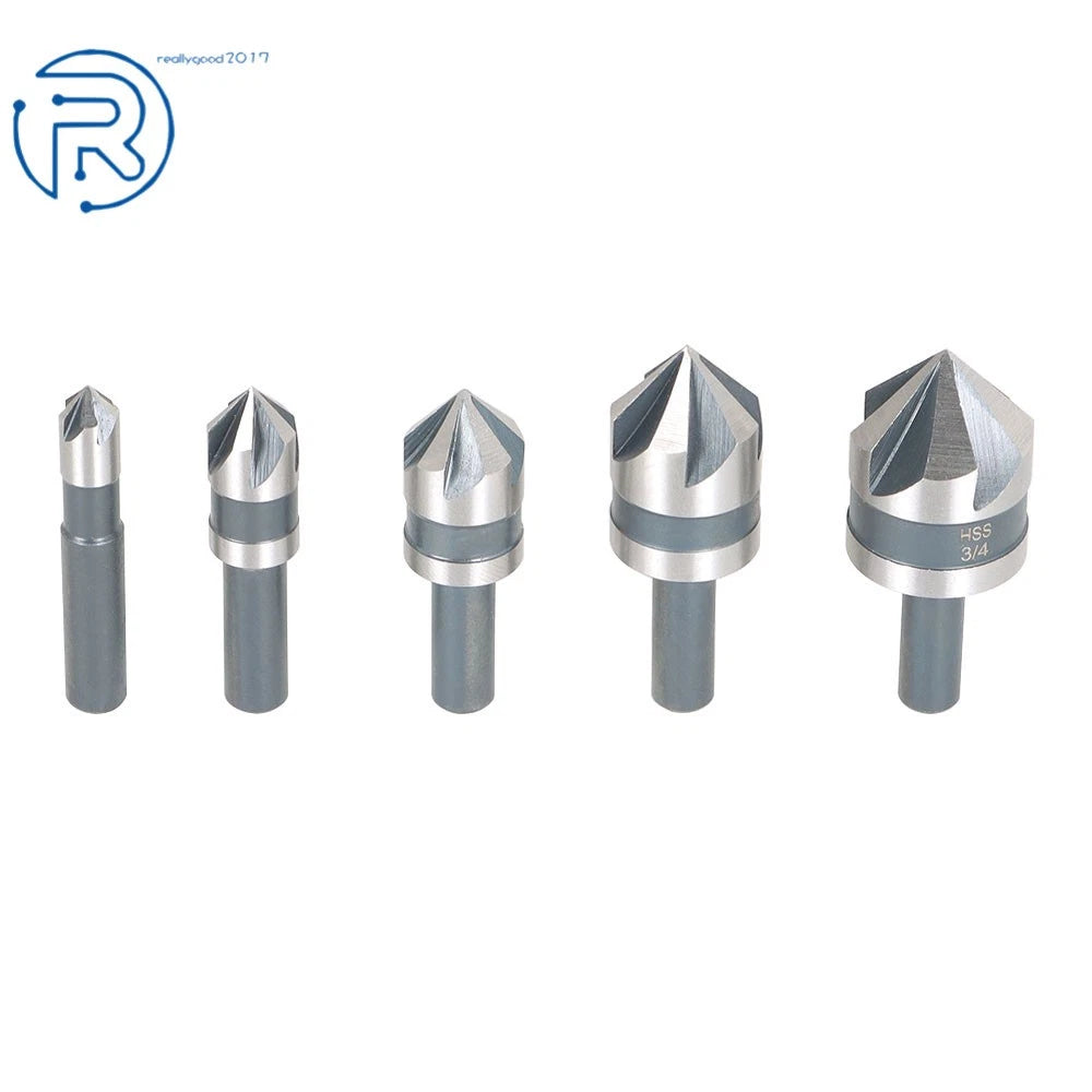 5 Pack Countersink Drill Bit Set for Metals, Wood, Plastic