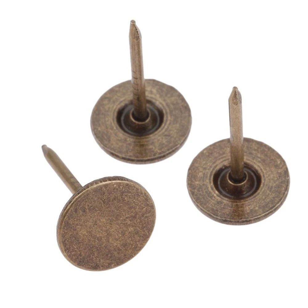 100pcs Antique Bronze Flat Head Upholstery Nails Push Pins Hardware