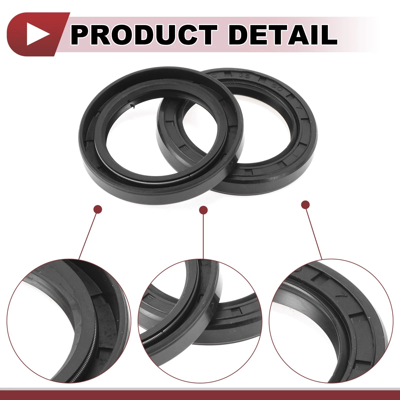 Set of 5 Rotary Shaft Oil Seals 35x50x7mm Nitrile Rubber 672668828700
