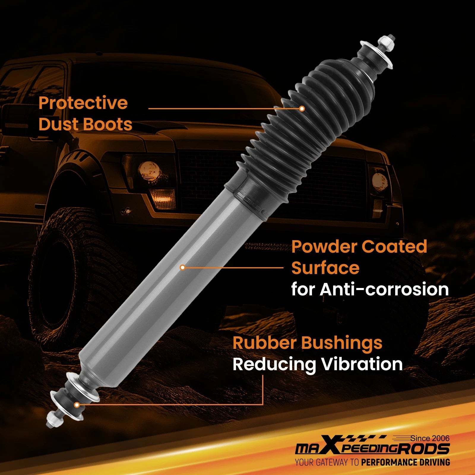 Steering Stabilizer for Chevy K1500 (1988–1999) 4WD Powder Coated