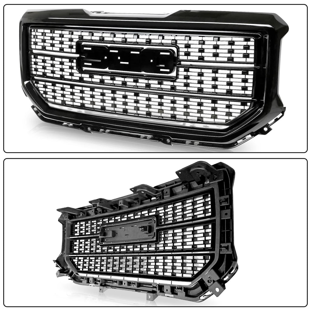 Black Front Bumper Mesh Grille for GMC Sierra 1500 (2016-2018)