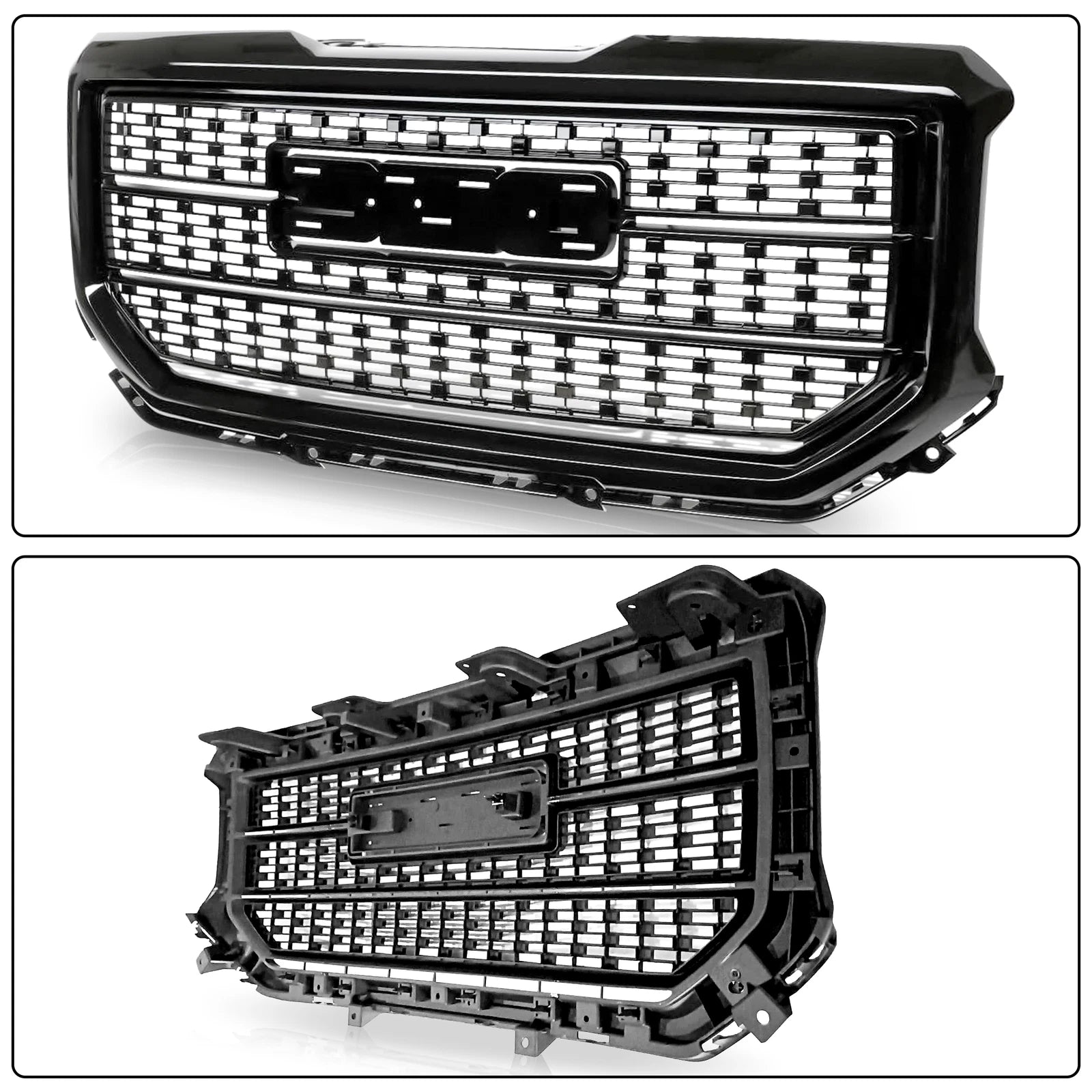 Black Front Bumper Mesh Grille for GMC Sierra 1500 (2016-2018)