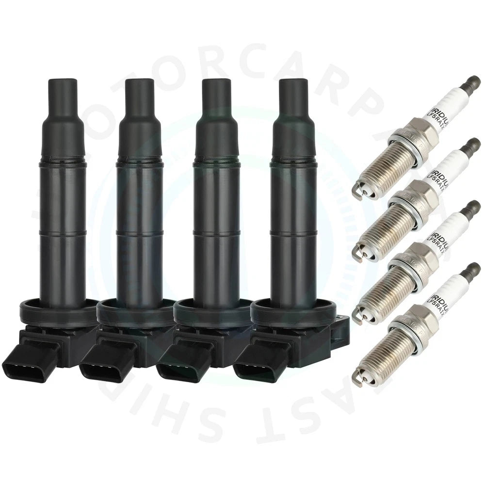 Set of 4 Ignition Coils & Spark Plugs for Toyota Solara (2002–2006) Scion xB (2010–2015)