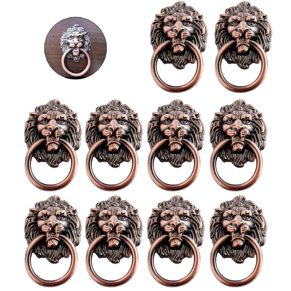 10Pcs Lion Head Ring Pulls for Cabinet Drawer (Furniture Hardware)
