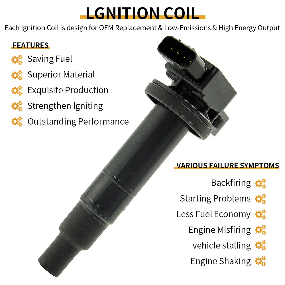 Set of 4 Ignition Coil Spark Plugs for Toyota Yaris Prius xA xB Echo (2000–2020) UF316