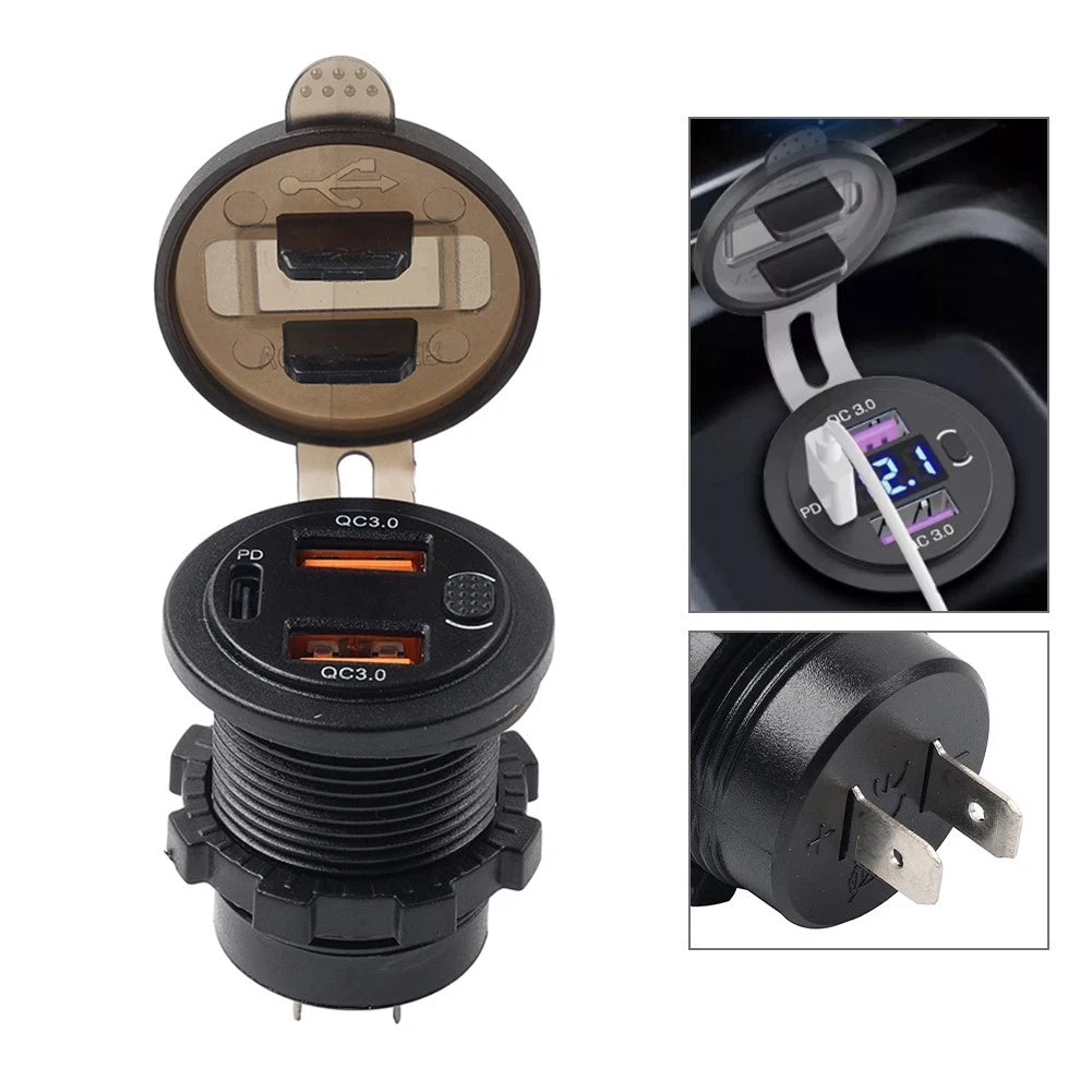 Dual USB Fast Power Charger Adapter Socket for Car Boat (12V 24V)