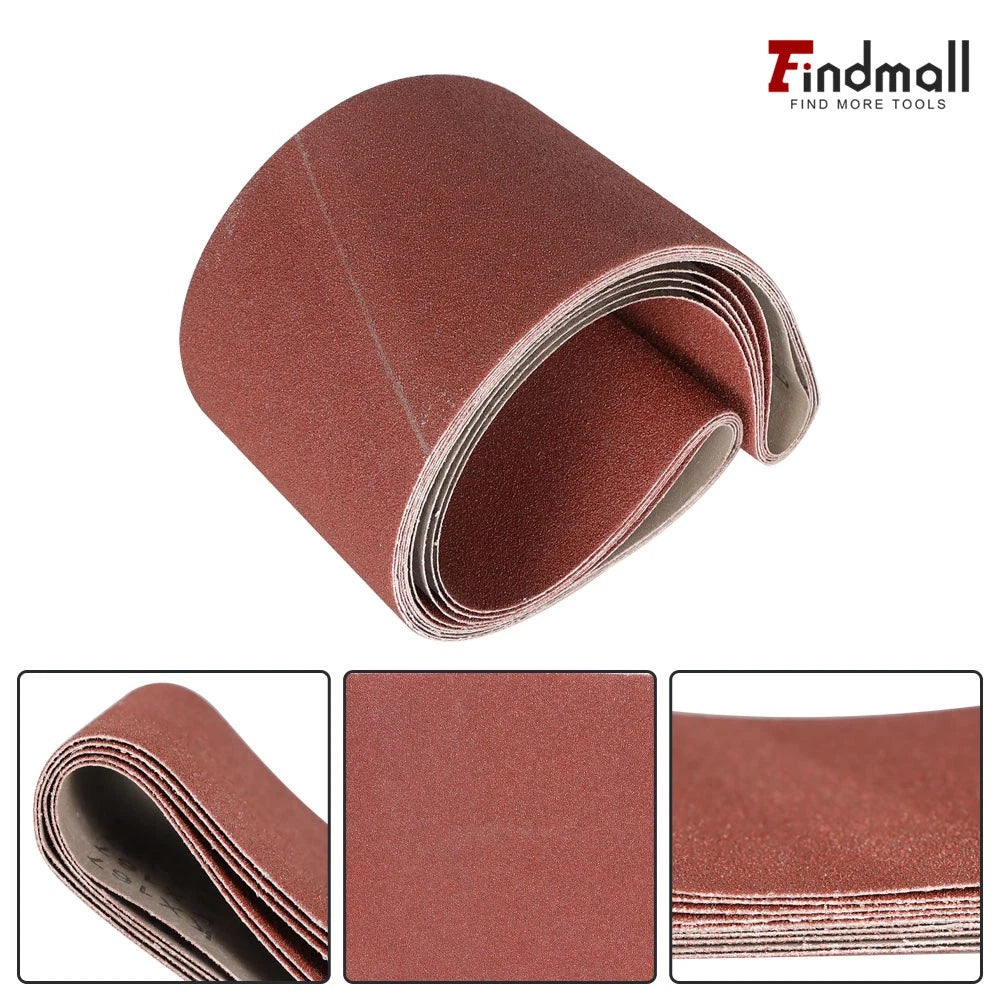 Set of 5 Sanding Belts 6" × 48" 80 Grit Aluminum Oxide