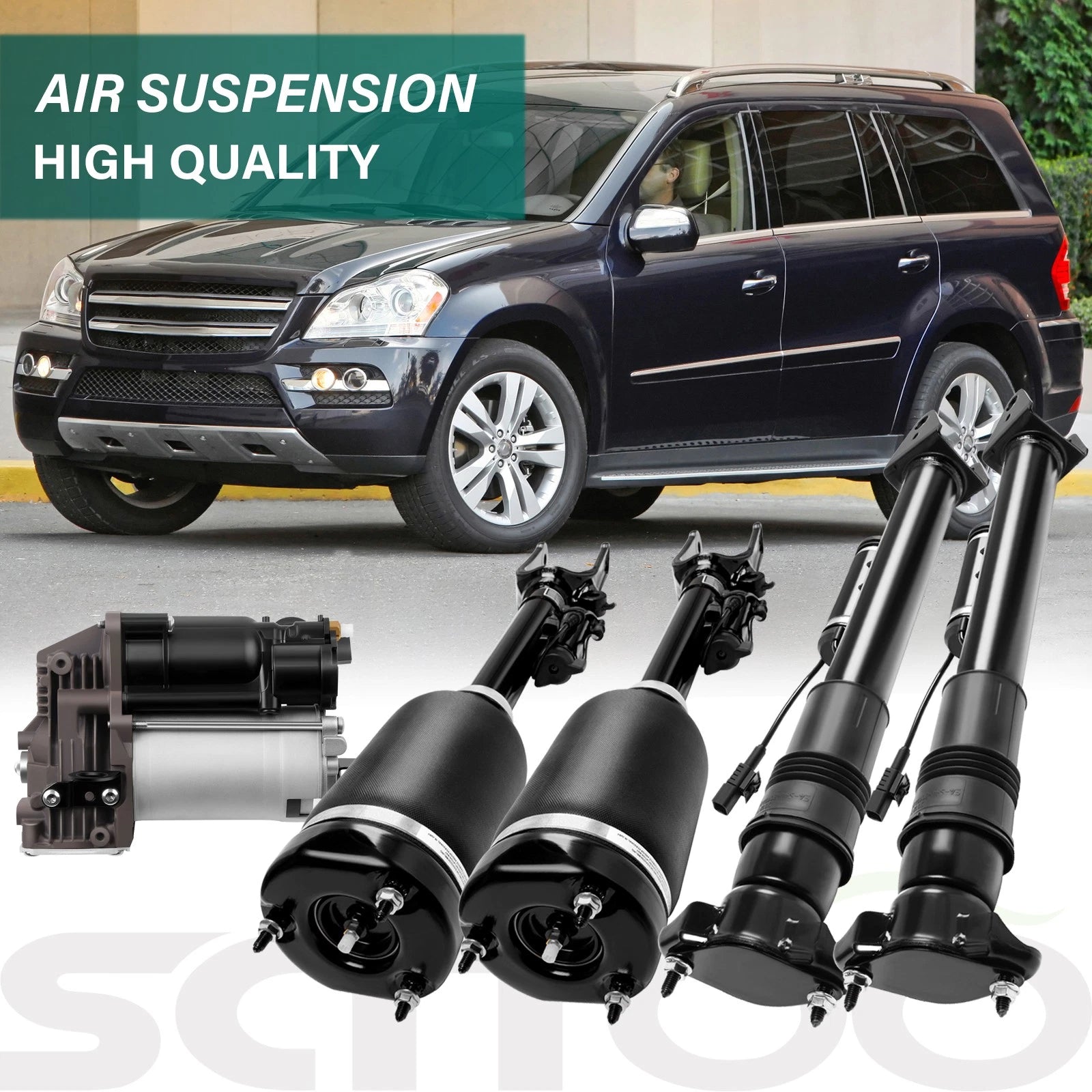 5PCS Air Suspension Struts & Compressor for Mercedes X164 W164 (2006–2011)