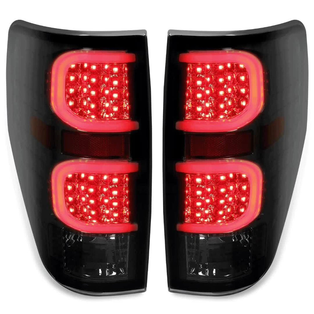 Dual Red LED Bar Tail Lights for Ford F-150 (2009–2014) Black/Smoked