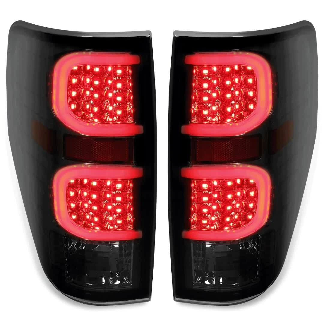 Dual Red LED Bar Tail Lights for Ford F-150 (2009–2014) Black/Smoked