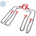 5/16" × 5' G80 Chain Sling 4 Legs 11000 lbs with Grab Hooks Red