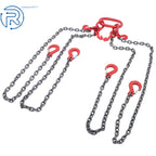 5/16" × 5' G80 Chain Sling 4 Legs 11000 lbs with Grab Hooks Red