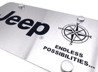 Brushed Stainless License Plate with Jeep Script Logo for Jeep (1941–2024)