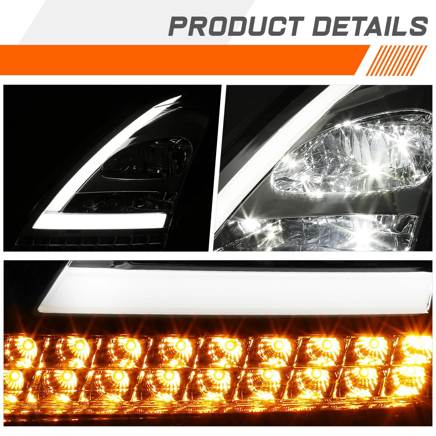 3D LED Bar Sequential Signal Headlights for Volvo VN VNL 300-860 (2018–2024)