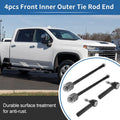 Set of 4 Front Inner Outer Tie Rod End Links for GMC Sierra 1500 (2007–2013) No. ES800223