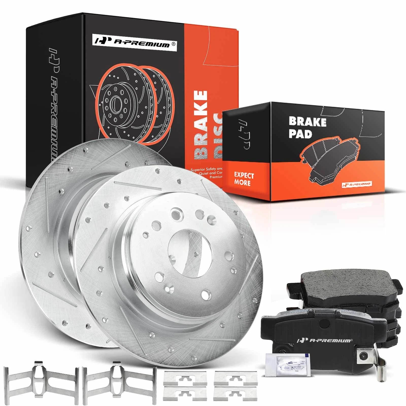 Set of 2 Rear Drilled Brake Rotors with Ceramic Pads for Acura TL (2004–2008)