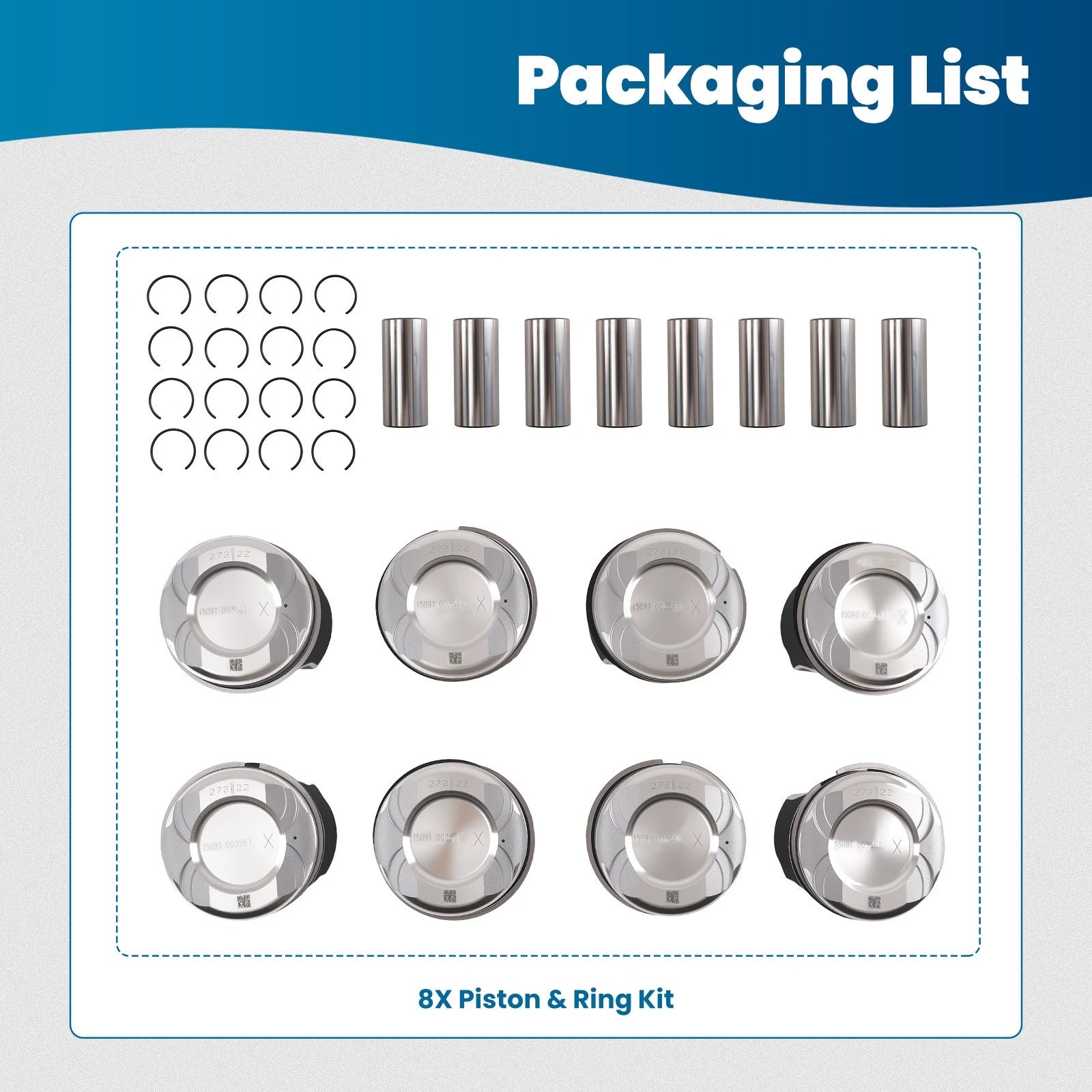 8PCS Engine Pistons Kit for Mercedes GL450 GL550 GLS550 (2013–2019)