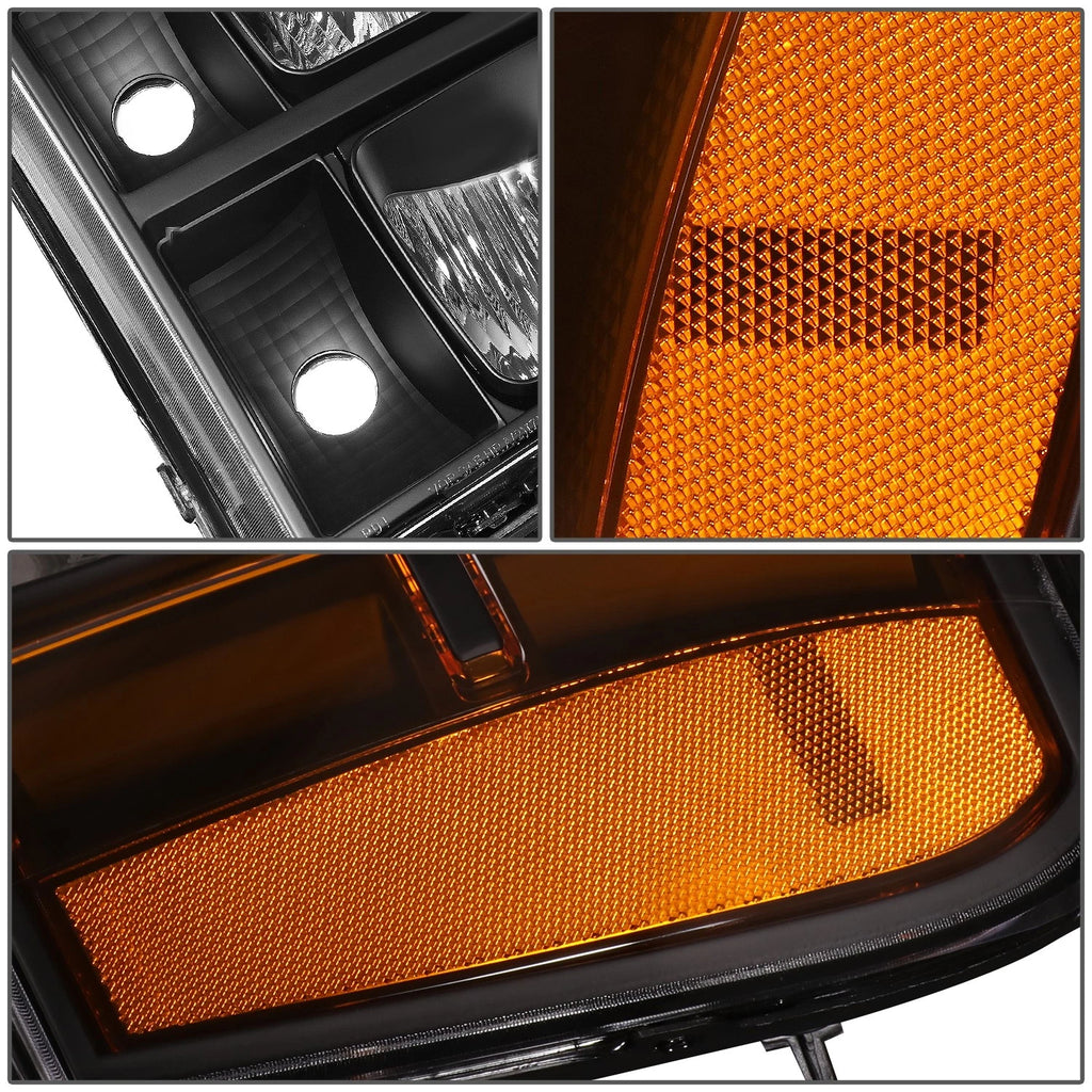 2X Black/Amber Signal Headlight Lamps for GMC Sierra 1500 (2007–2013)