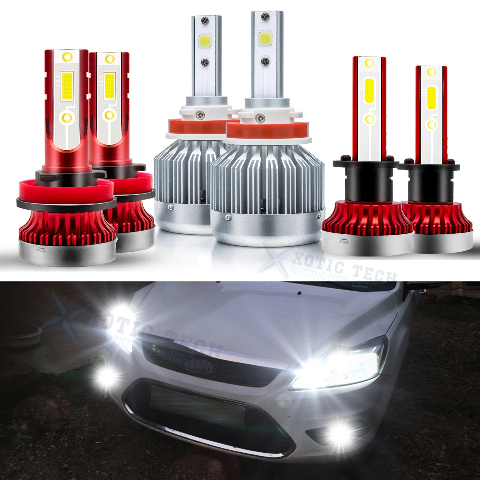 Super Bright White LED Headlamp & Fog Light Bulbs for Ford Focus (2012–2018)