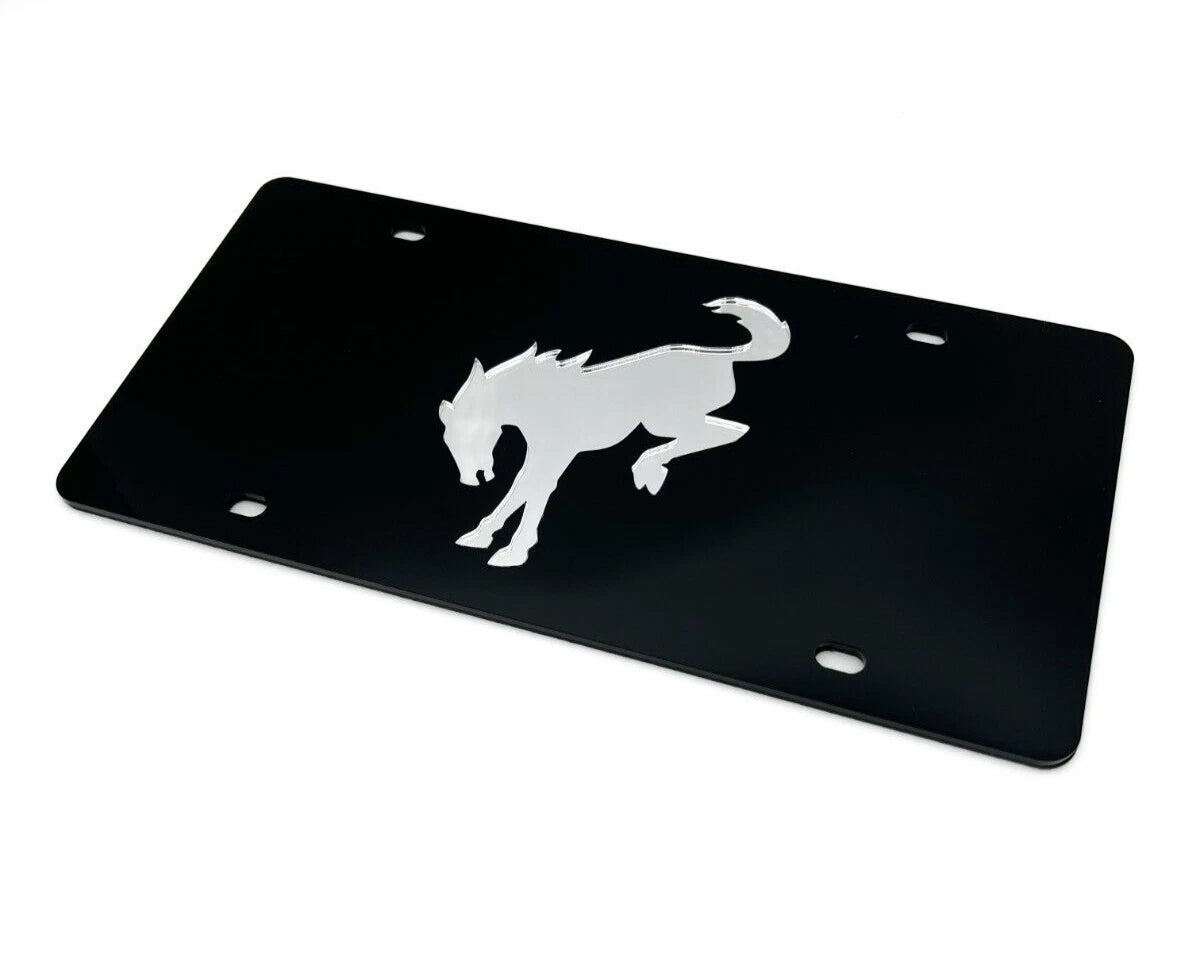 Acrylic Premium License Plate for Ford Bronco Black Mirrored Emblem (2021–2024)