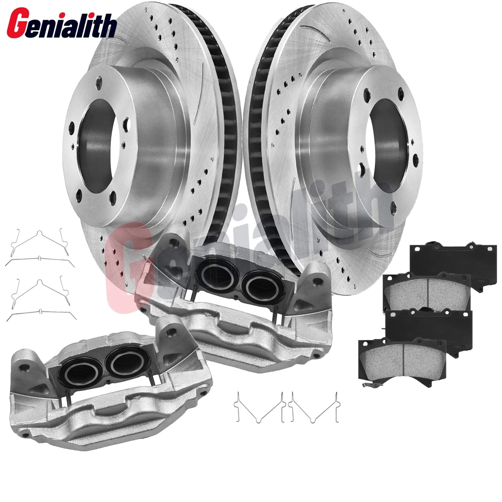 Front Brake Calipers Pads & Drilled Rotors for Toyota Sequoia Tundra (2015–2022)