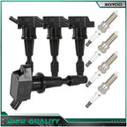 Set of 4 Ignition Coils & Spark Plugs for Hyundai Elantra Ioniq, Kia Niro 1.6L