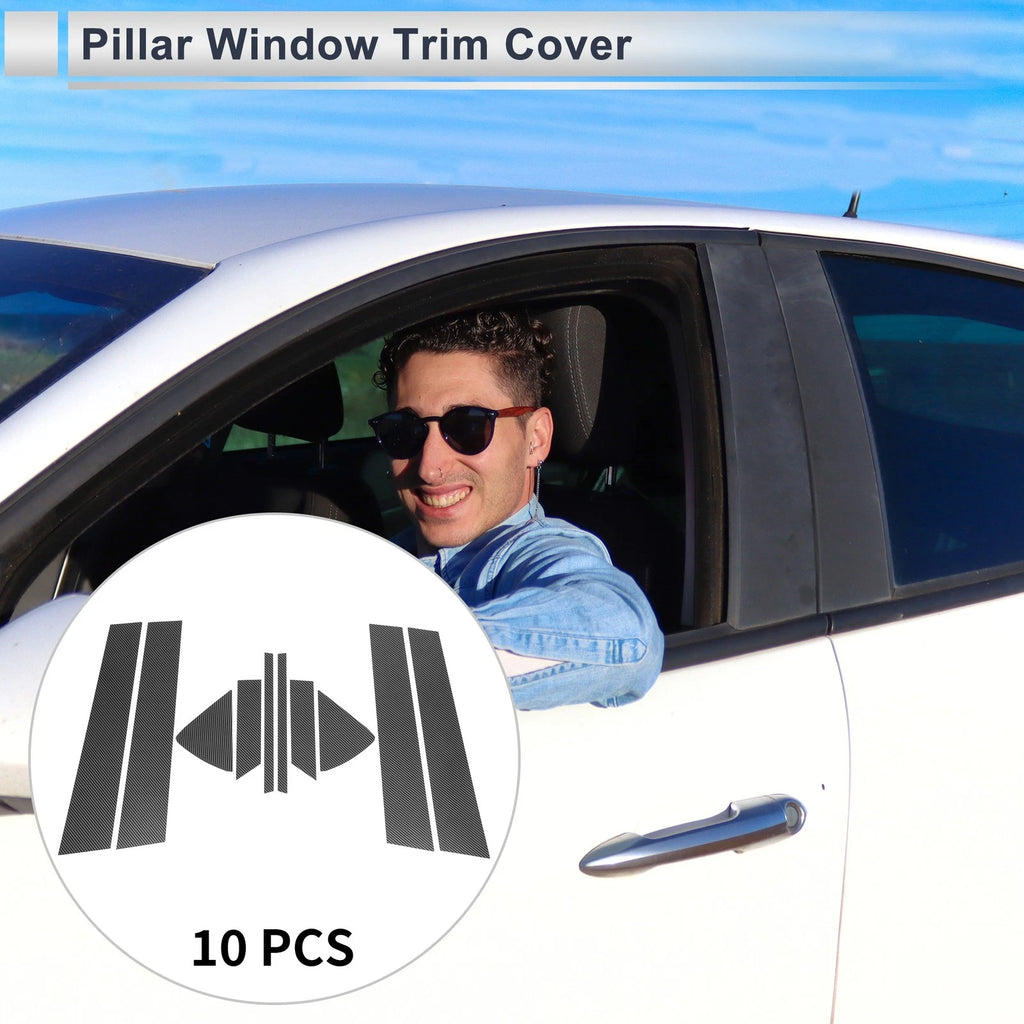10 Pcs Door Pillar Window Trim for Mazda 6 (2009–2013) Carbon Fiber Black