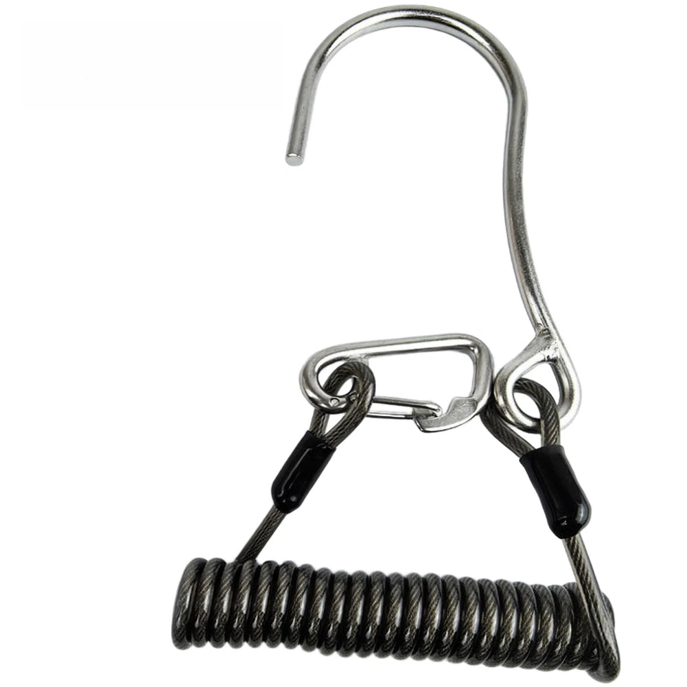 Spiral Spring Coil Lanyard with Flow Hook for Scuba Diving (316 SS)