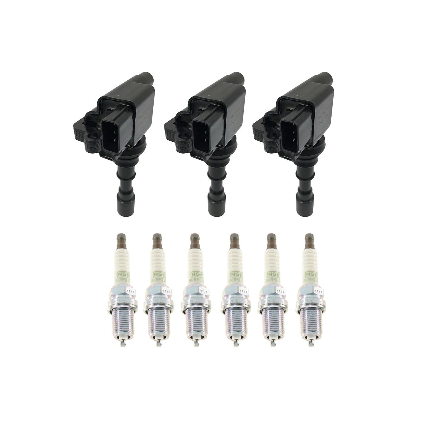 Set of 3 Ignition Coils & 6 NGK Platinum Spark Plugs for Hyundai Santa Fe (2001–2006)