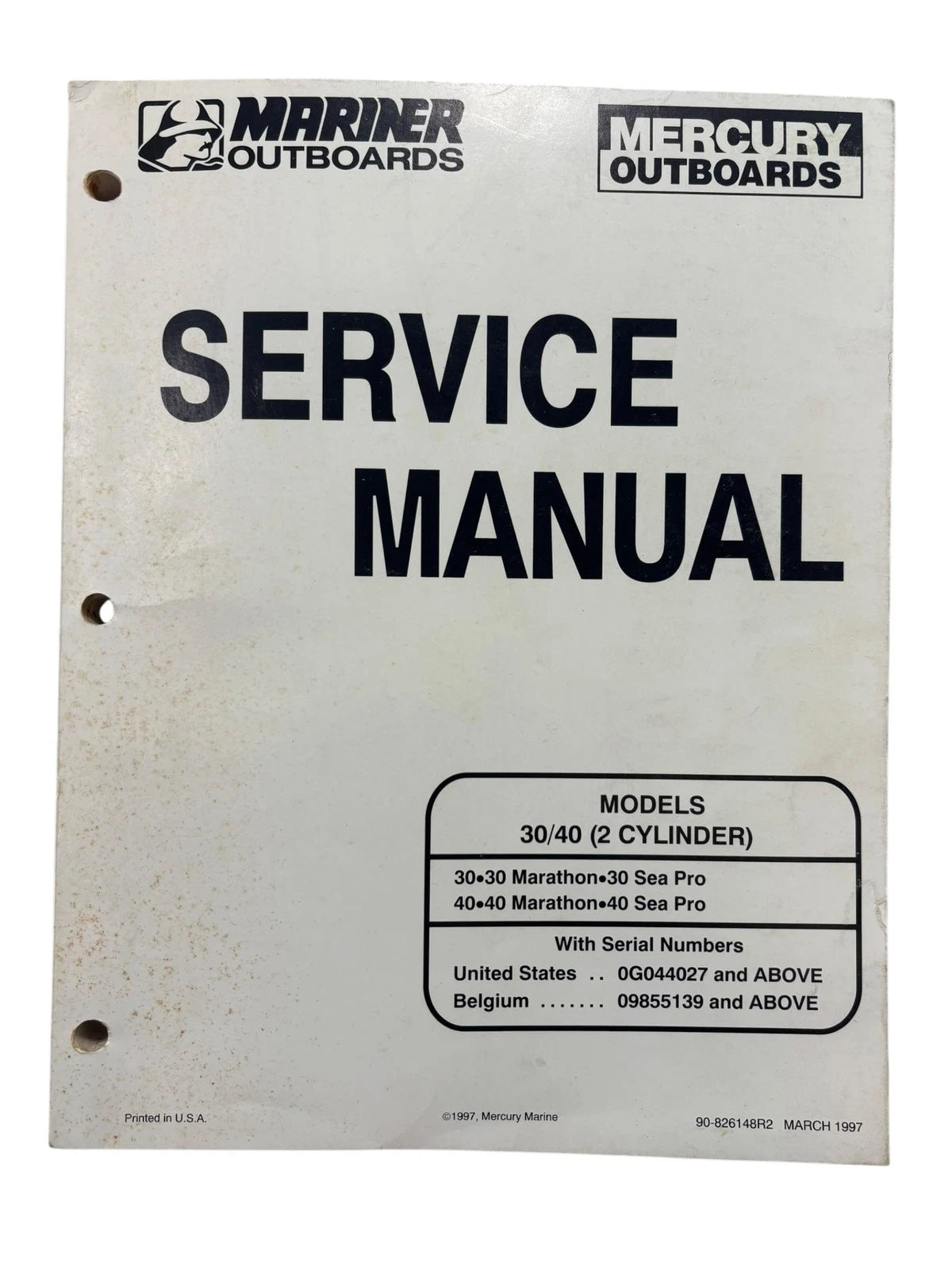 Service Manual for Mercury Mariner Outboards 90-826148R2 (1997)