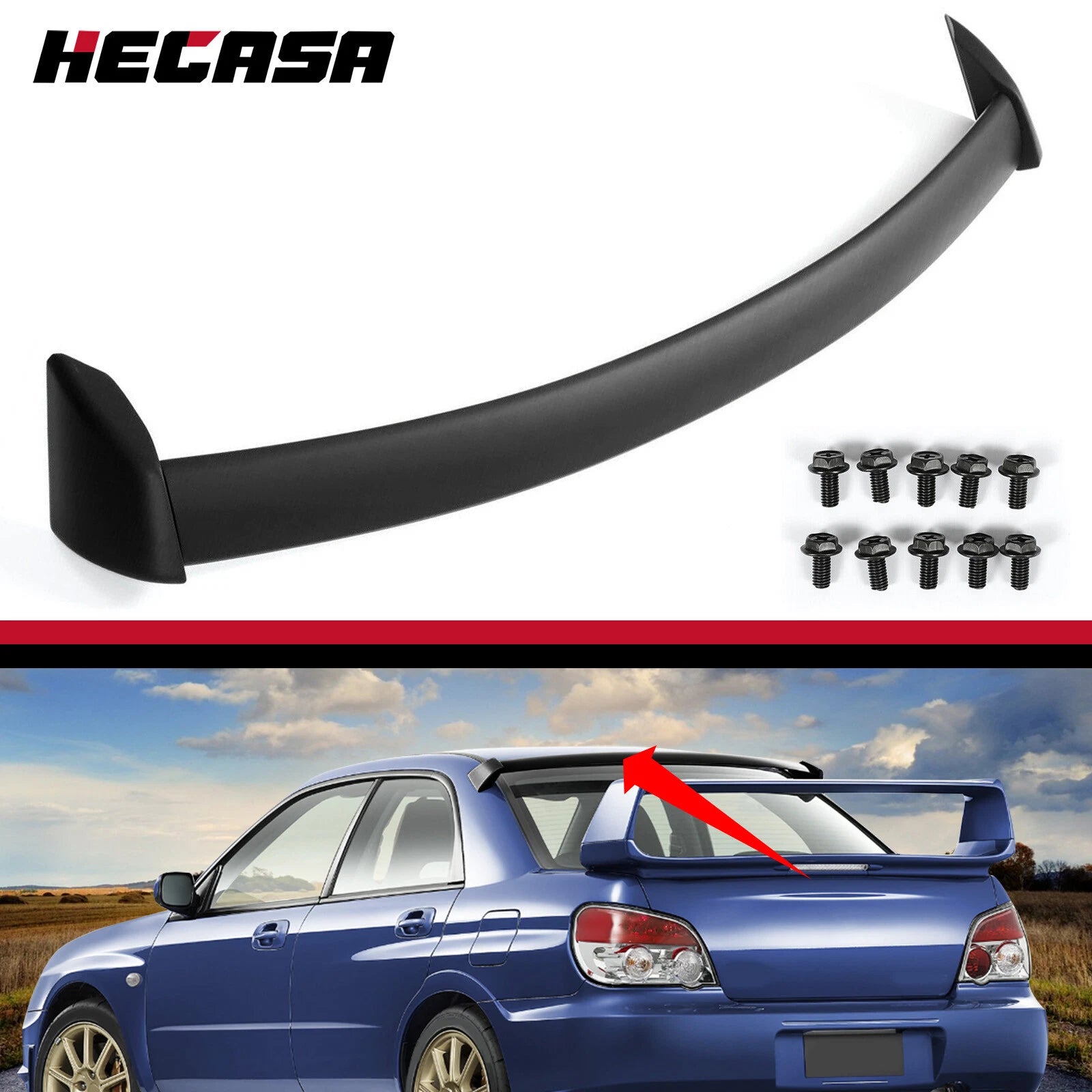 Matte Black Rear Window Roof Spoiler for Subaru Impreza WRX STI (2002–2007)