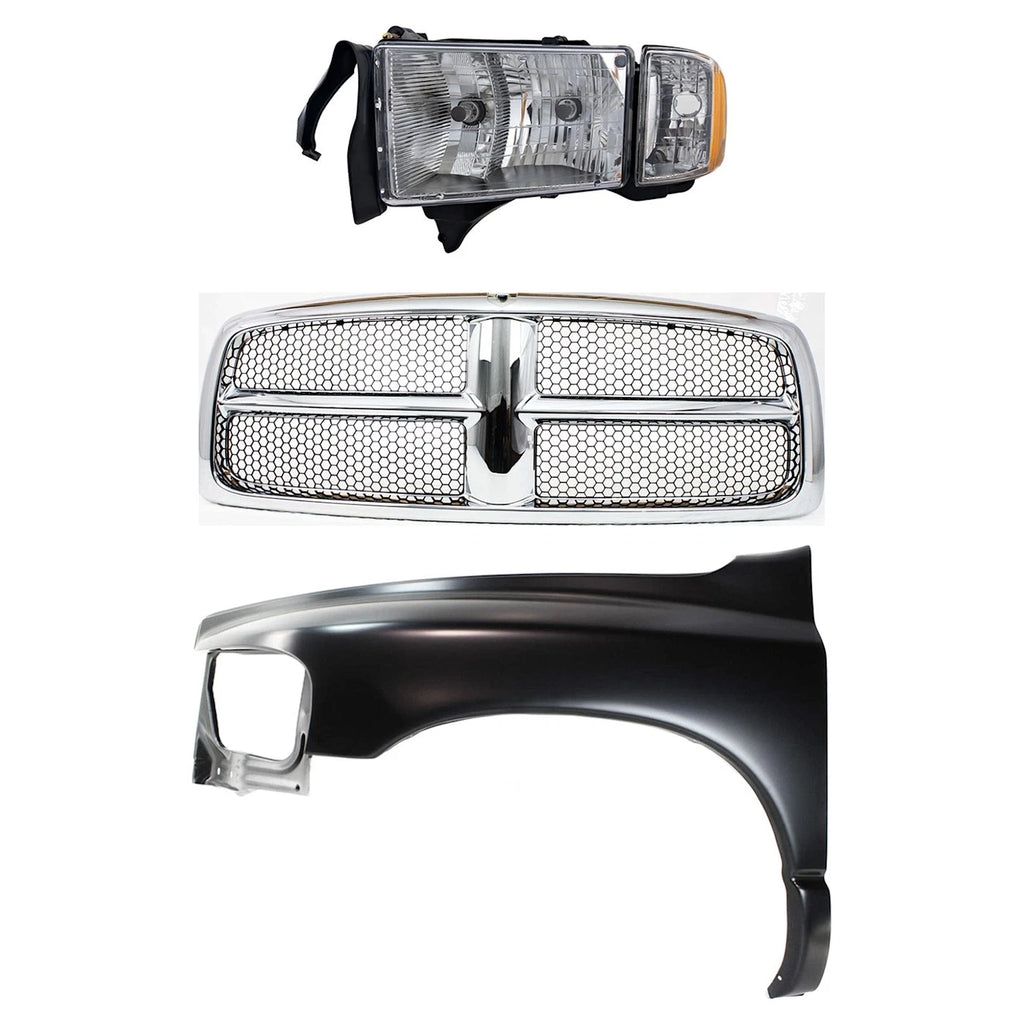 Fender Kit for Dodge Ram 1500 (2002) Front Driver Side with Grille & Headlamp