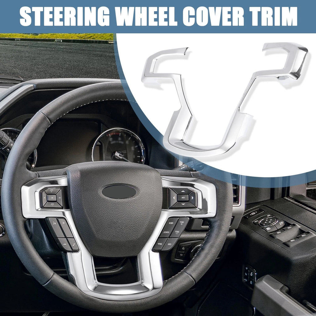 Steering Wheel Trim Cover for Ford F150 (2015–2019) Silver Tone