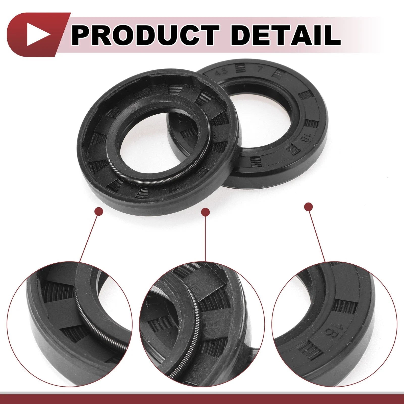 Set of 5 Rotary Shaft Oil Seals 25x45x7mm Nitrile Rubber 70 Durometer