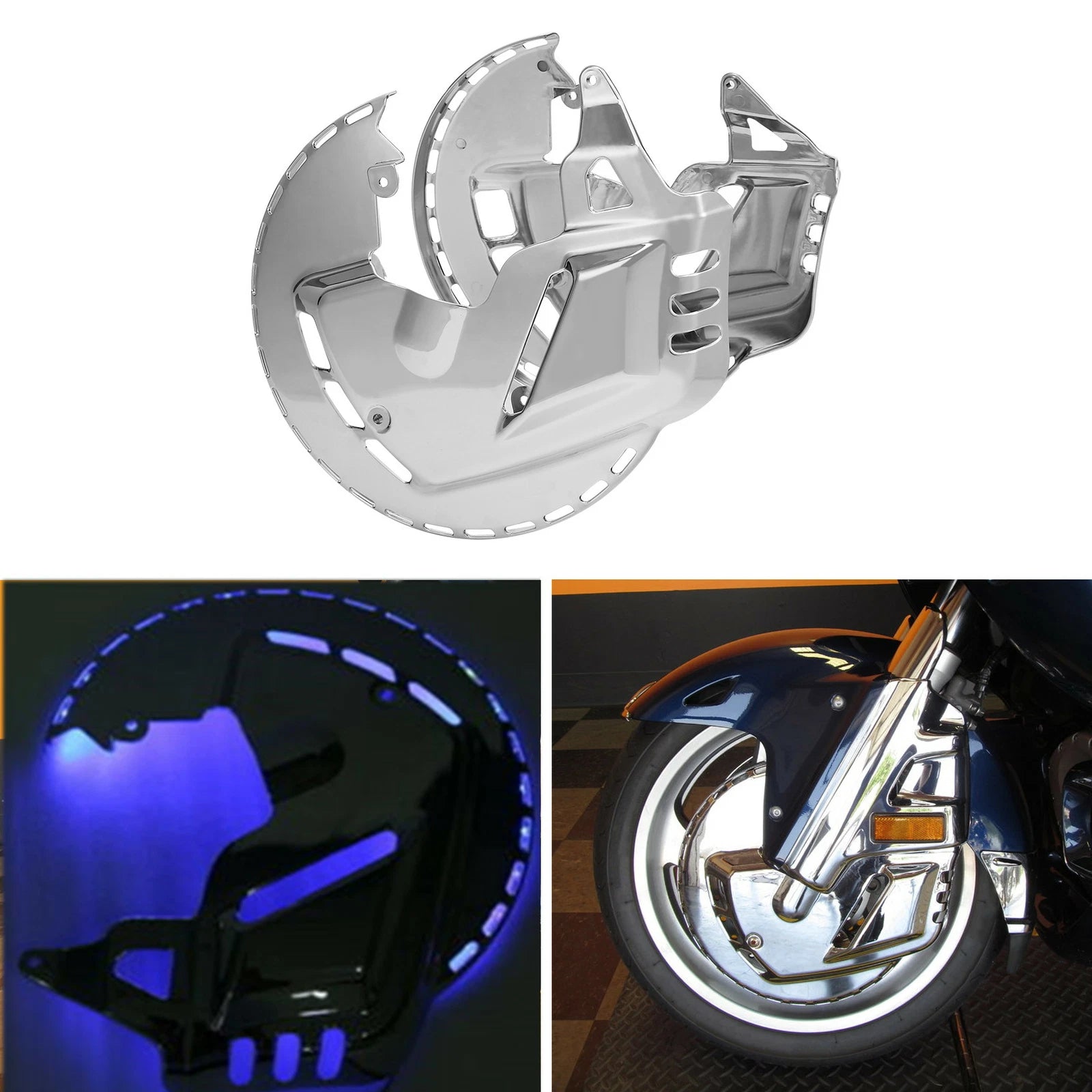 Brake Disc Rotors Covers LED Ring Blue Fire for Honda Goldwing 1800 (2001–2017)