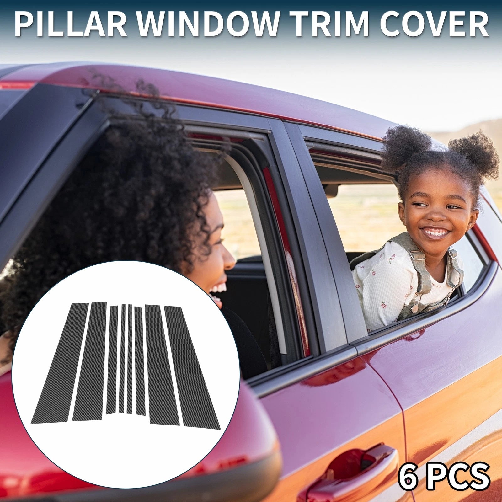 8 Pcs Door Pillar Window Trim for Honda Ridgeline (2017–2023) Carbon Fiber